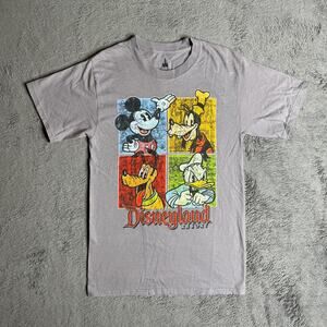 Disney Parks Allover Print Goofy Mickey Pluto Donald Duck T-Shirt Mens S Gray